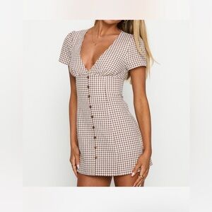 Princess Polly Brown Checkered Mini Dress